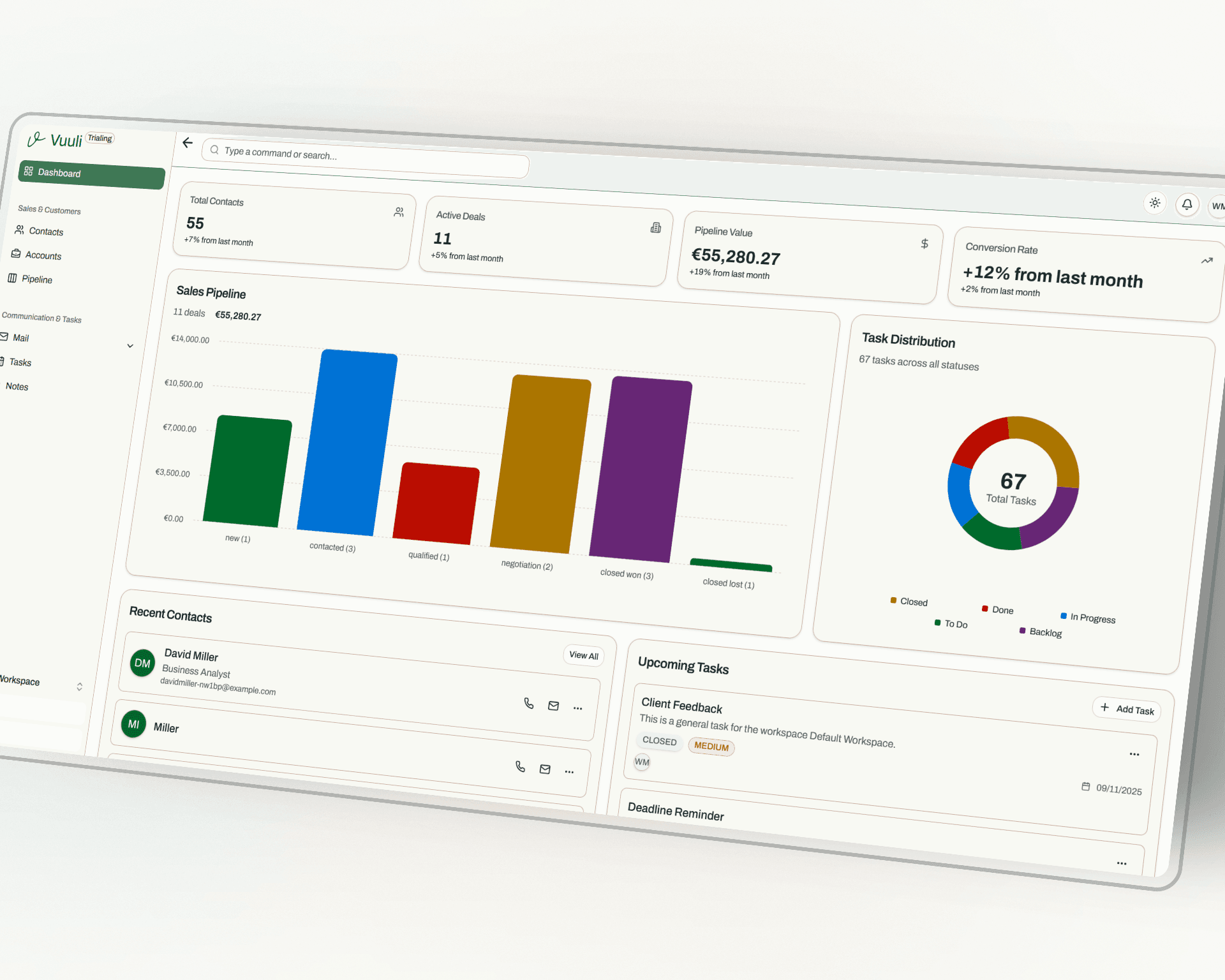 Vuuli CRM Dashboard